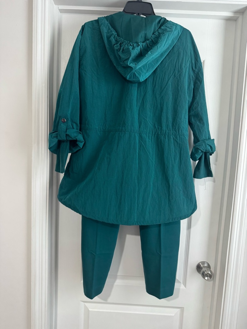 Chico's Teal Hooded Pantsuit three Piece Set